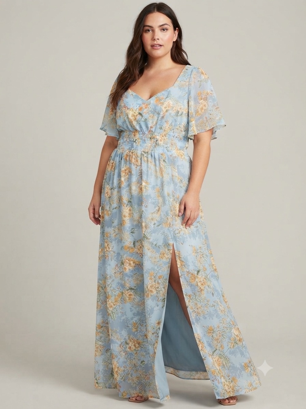 Baltic born floral smocked sweetheart Maxi Flowy Summer Event dress